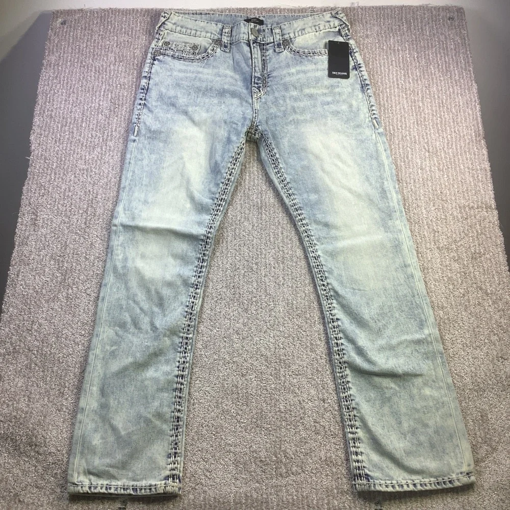 True‎ Religion Ricky Super QT NF Relaxed Straight Jeans Light Wash 36 x 32.5 NWT